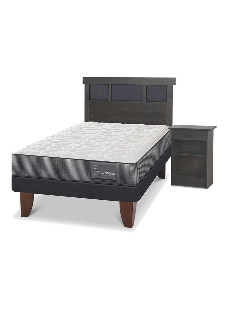 Cama Europea Anatomic 1.5 Plazas Set Muebles Dublin Gris