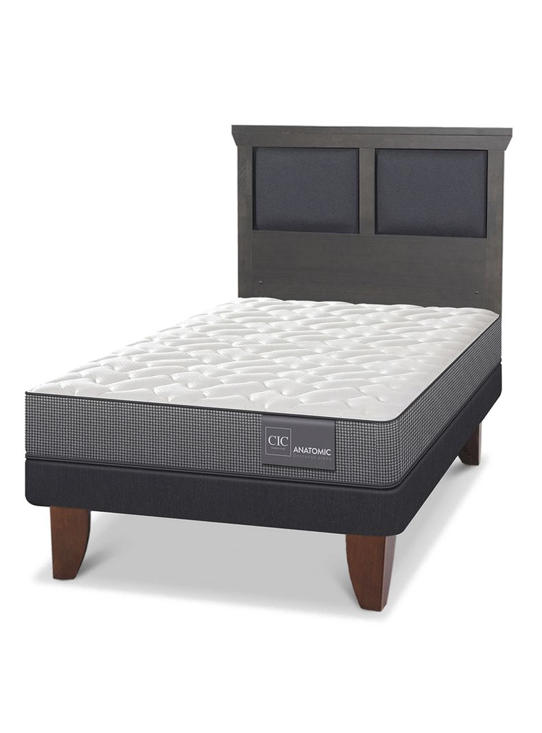 Cama Europea Anatomic 1.5 Plazas Respaldo Torino Gris-0