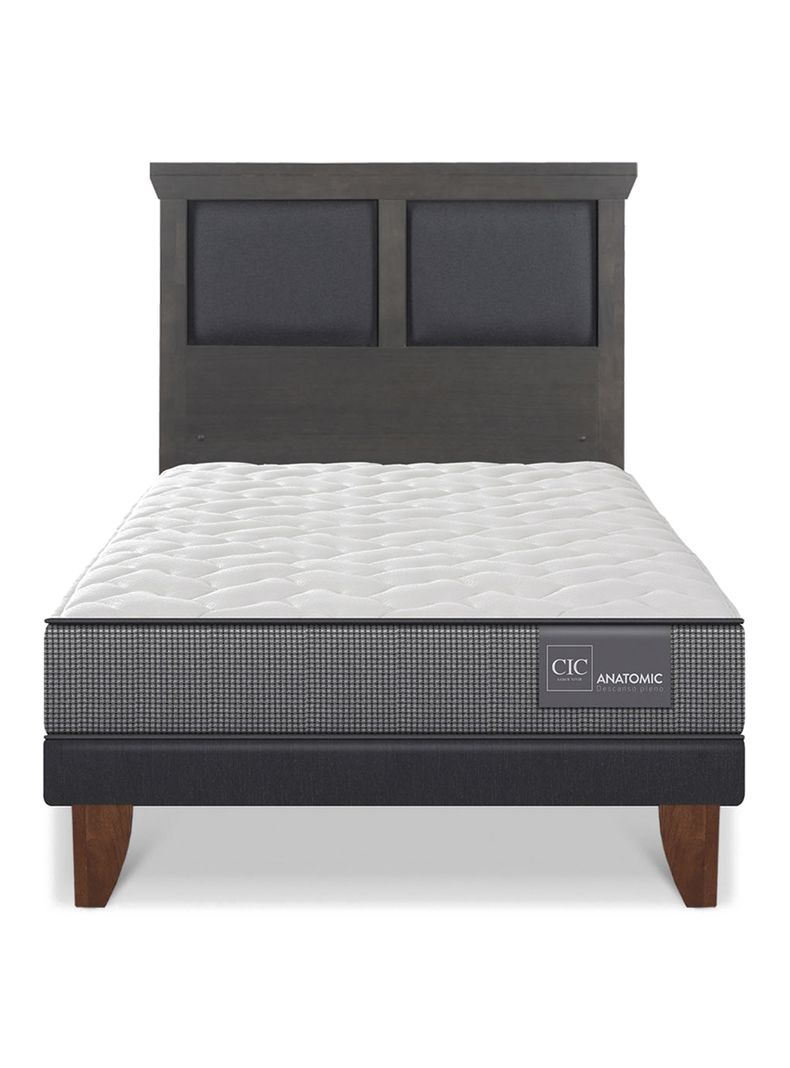 Cama Europea Anatomic 1.5 Plazas Respaldo Torino Gris-2