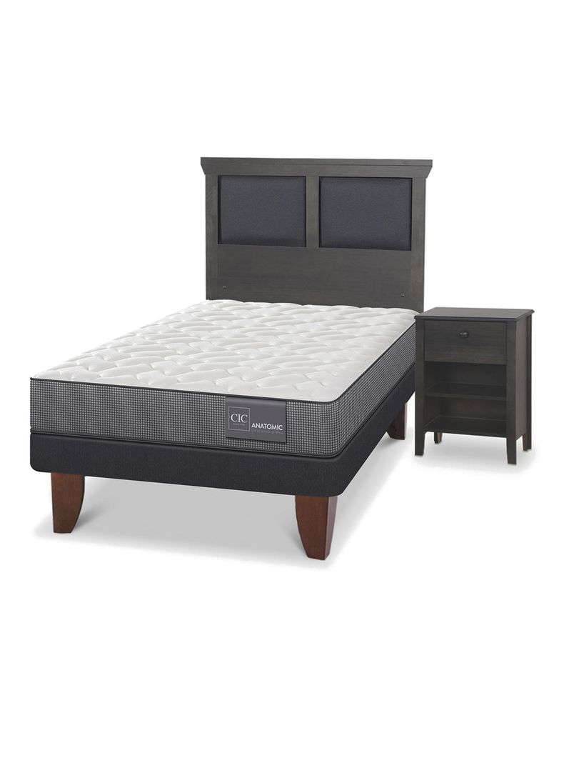Cama Europea Anatomic 1.5 Plazas Set Torino Gris