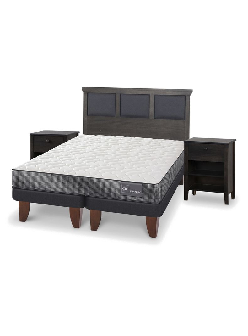 Cama Europea Anatomic King + Set Torino Gris