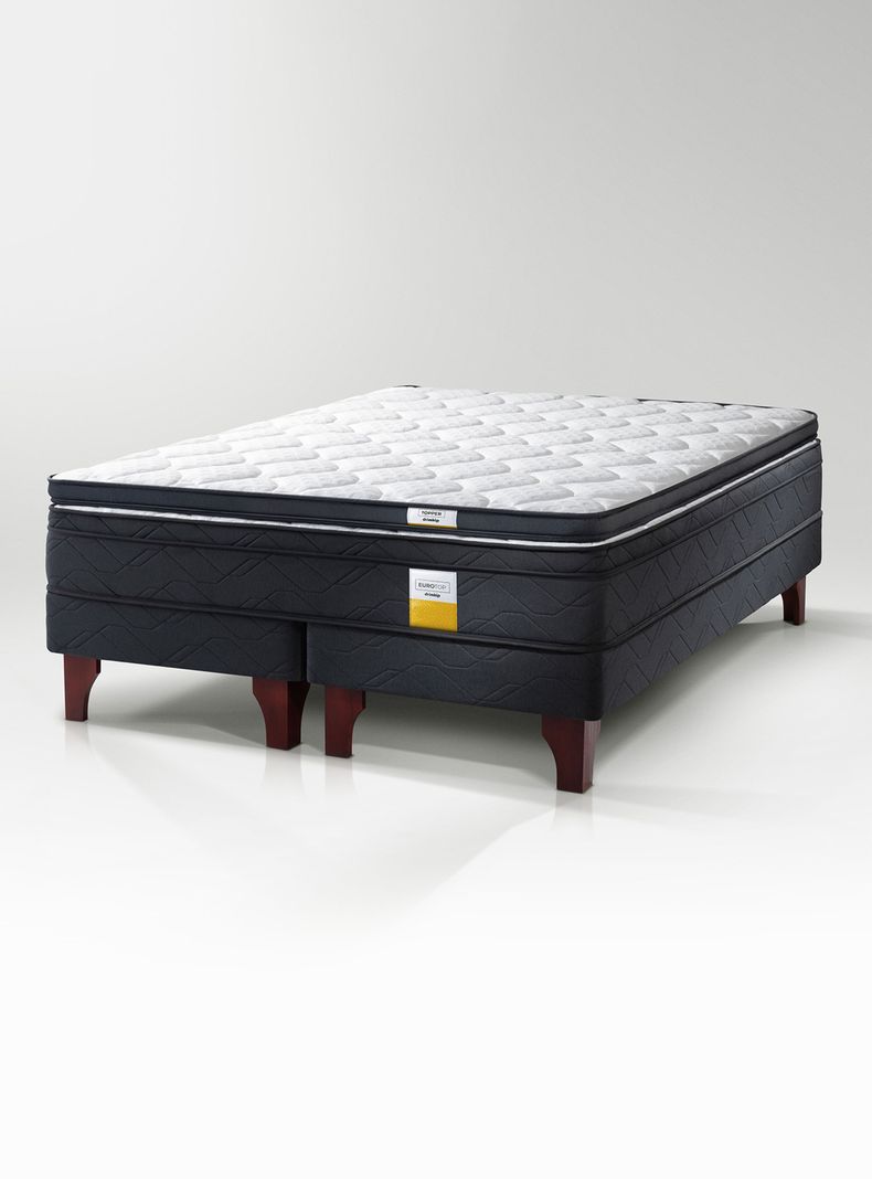 Cama Europea Eurotop Queen Base Dividida + Topper
