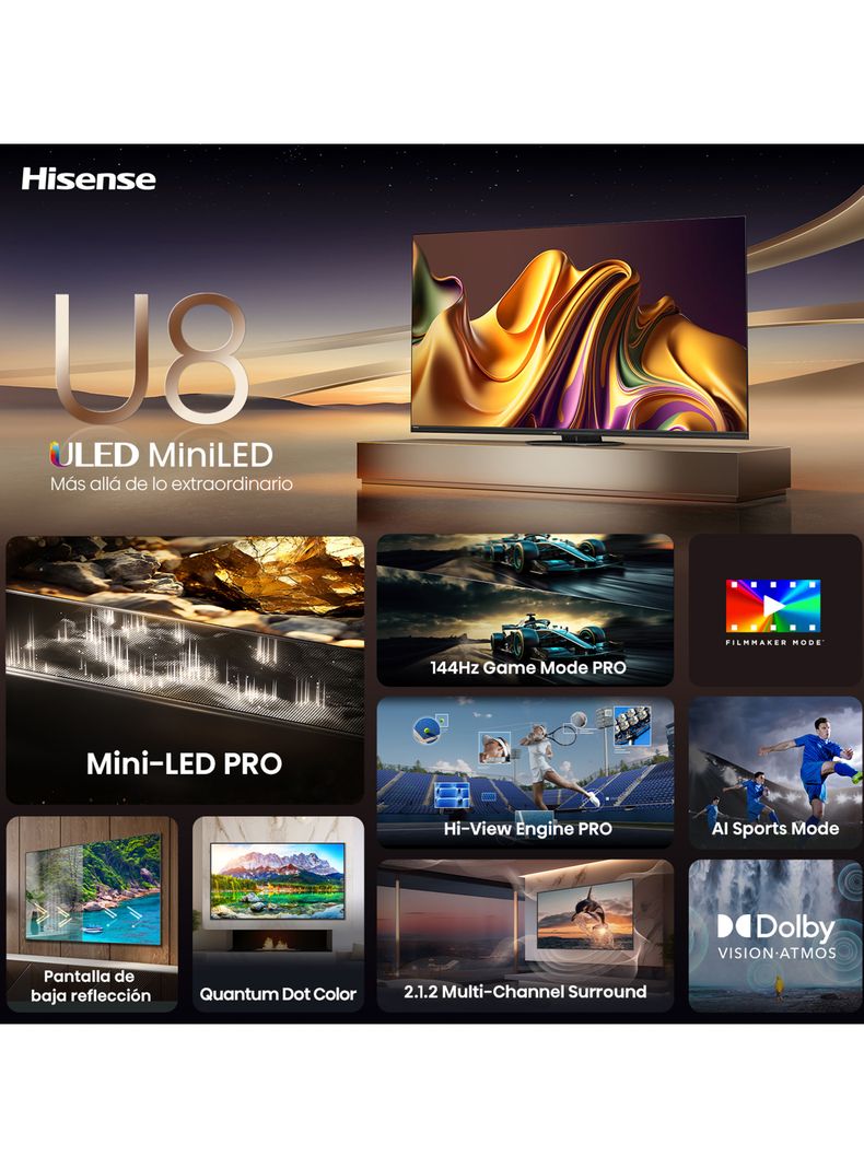 Mini LED Smart TV 65" 4K UHD 144 Hz 65U8N-10