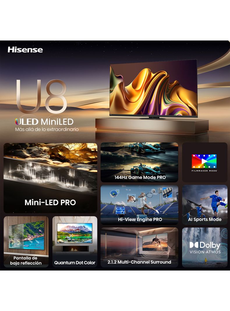 Mini LED Smart TV 75" 4K UHD 144 Hz 75U8N-10