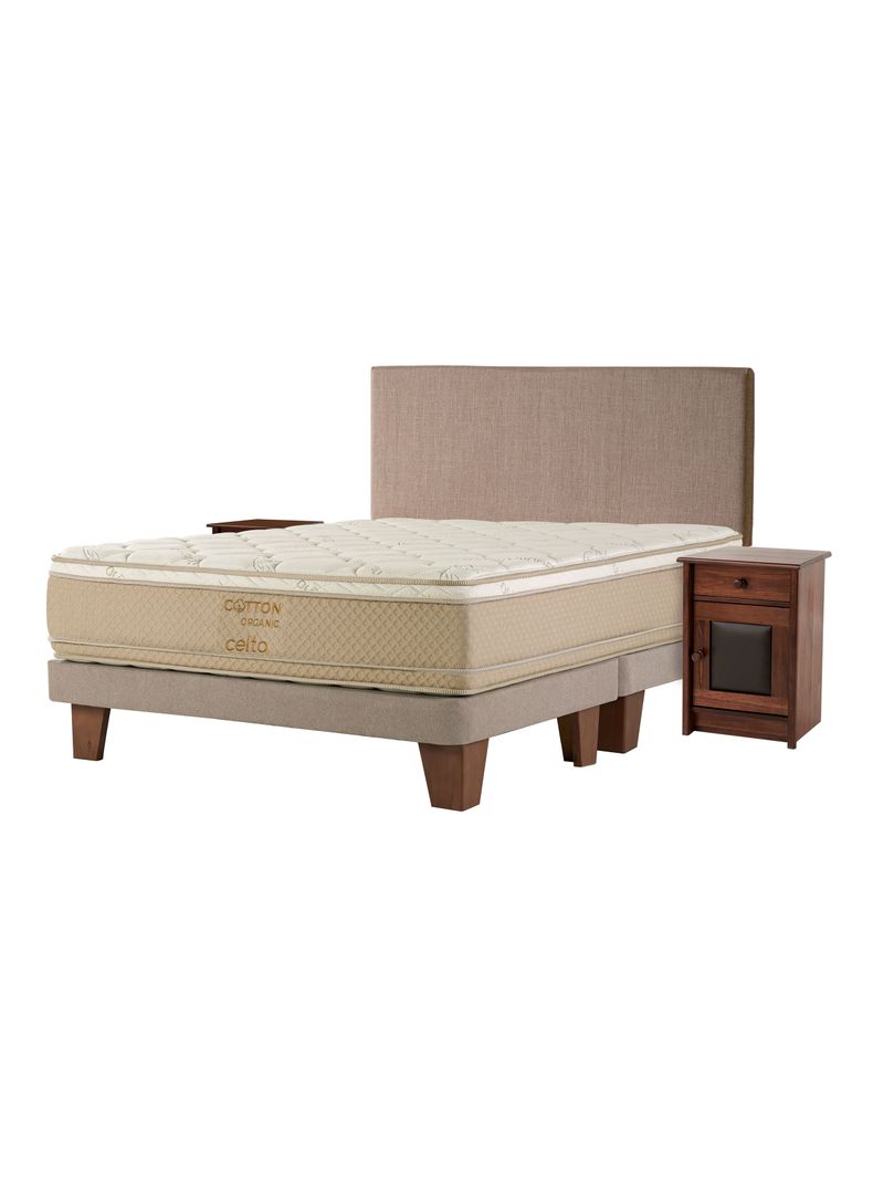 Cama Europea Cotton Organic 2 Plazas Base Dividida + Set Muebles Aragón