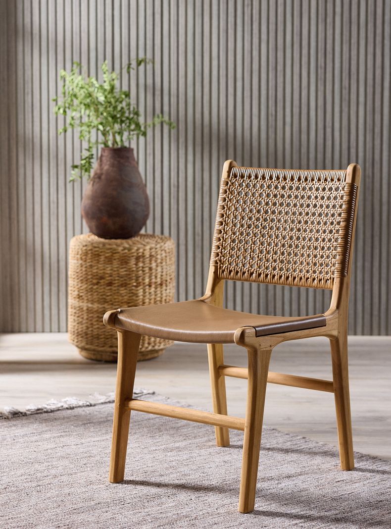 Silla Comedor Cuero Rattan-0