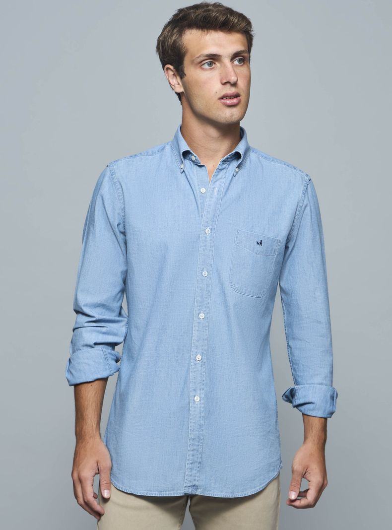 Camisa Casual Manga Larga Bolsillo Front