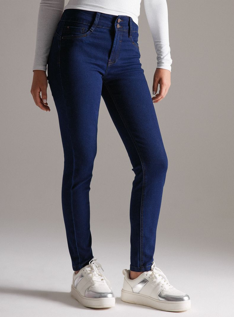 Jeans Skinny Elasticado Doble Botón-0