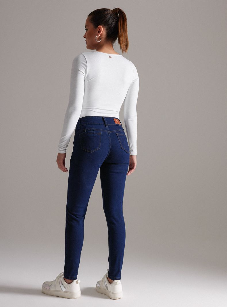 Jeans Skinny Elasticado Doble Botón-5