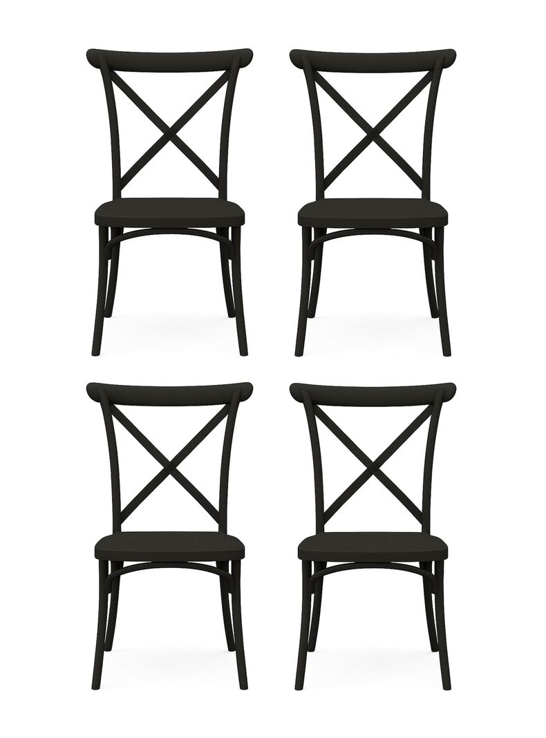 Pack de 4 Sillas Comedor Stack Negro