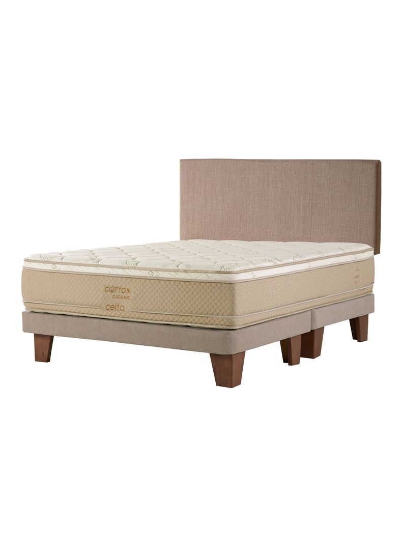 Cama Europea Cotton Organic 2 Plazas Base Dividida Respaldo Aragón