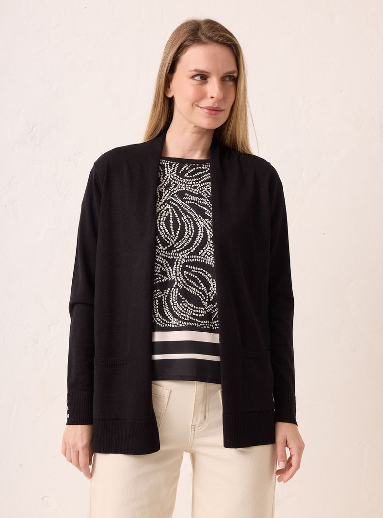 Chaleco Delgado Tipo Kimono con Bolsillos