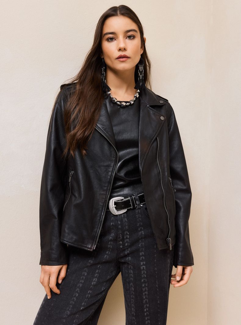 Chaqueta Cuero Estilo Biker-0