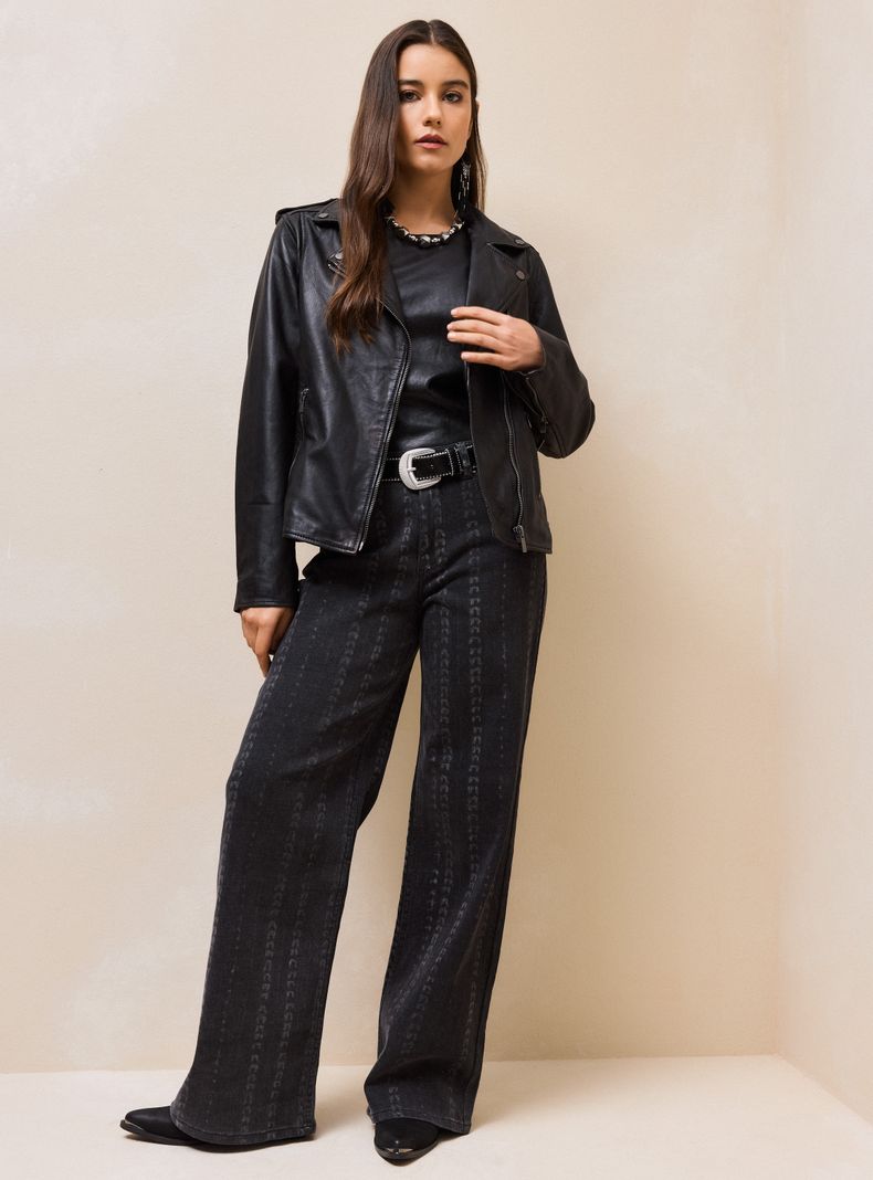 Chaqueta Cuero Estilo Biker-4