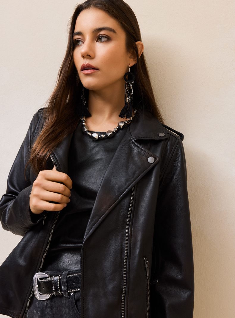 Chaqueta Cuero Estilo Biker-3