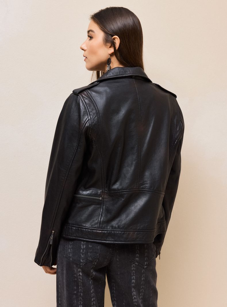 Chaqueta Cuero Estilo Biker-1