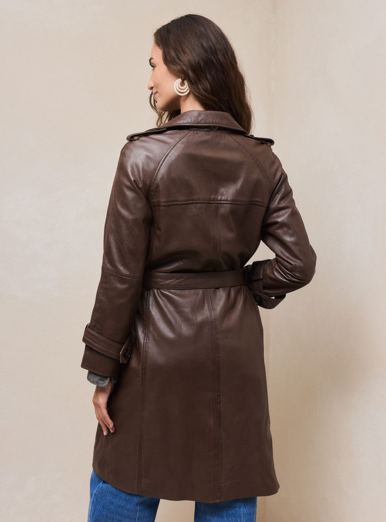 Chaqueta Tipo Impermeable Cuero Desgastado-1