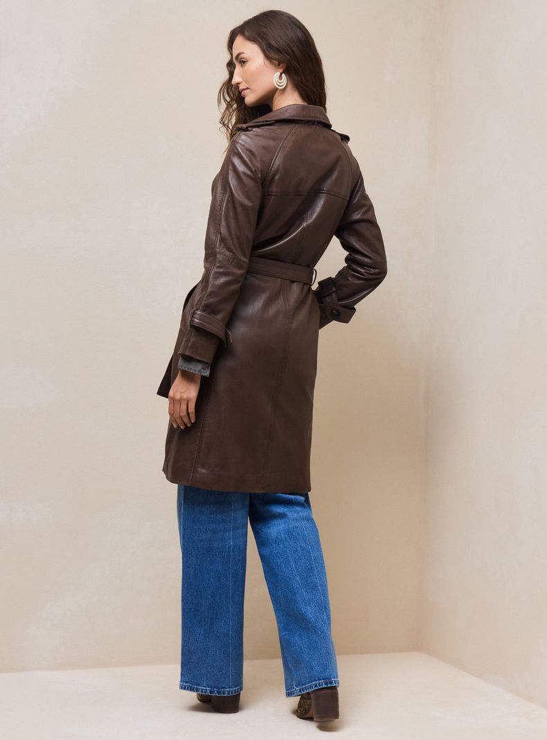 Chaqueta Tipo Impermeable Cuero Desgastado-5