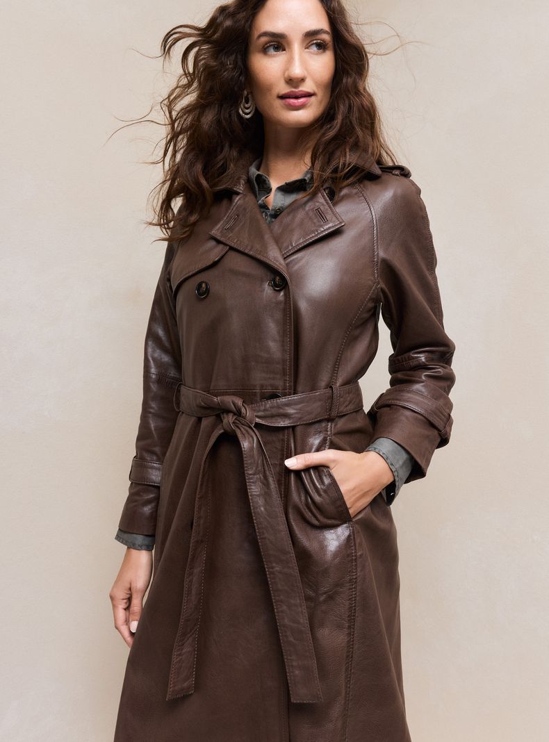 Chaqueta Tipo Impermeable Cuero Desgastado-3