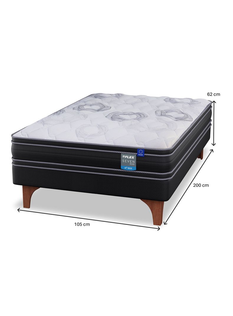 Cama Europea Seven Plus 1.5 Plazas Box + Respaldo Royal Gris-1