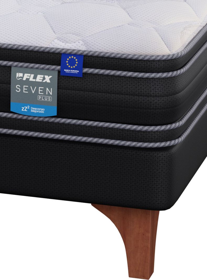 Cama Europea Seven Plus 1.5 Plazas Box + Respaldo Royal Gris-4