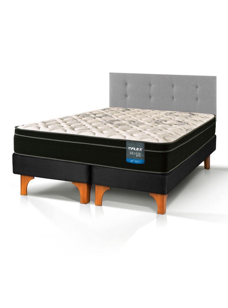 Cama Europea Seven Pro 2 Plazas Box BD + Respaldo Royal