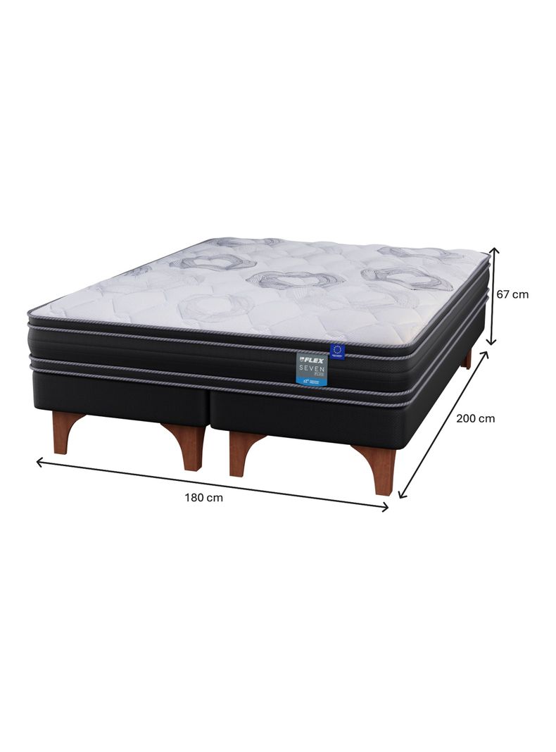 Cama Europea Seven Plus King + Respaldo Royal Gris-1
