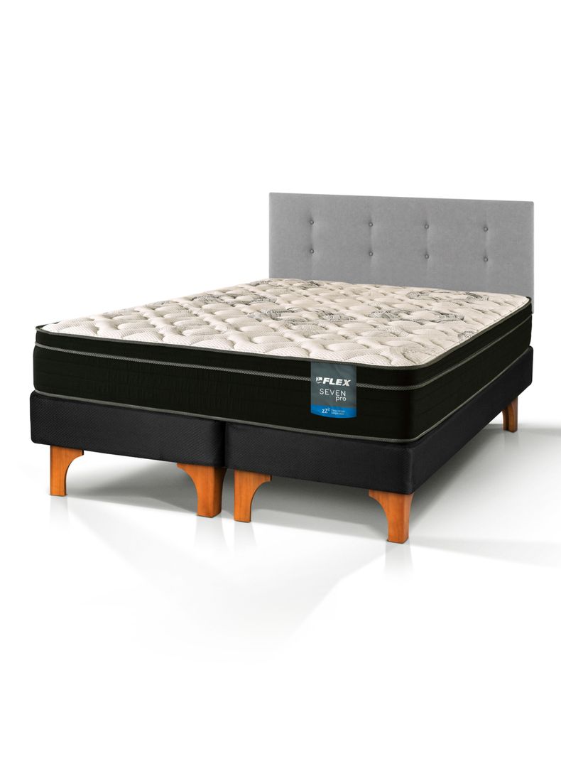 Cama Europea Seven Pro King + Respaldo Royal