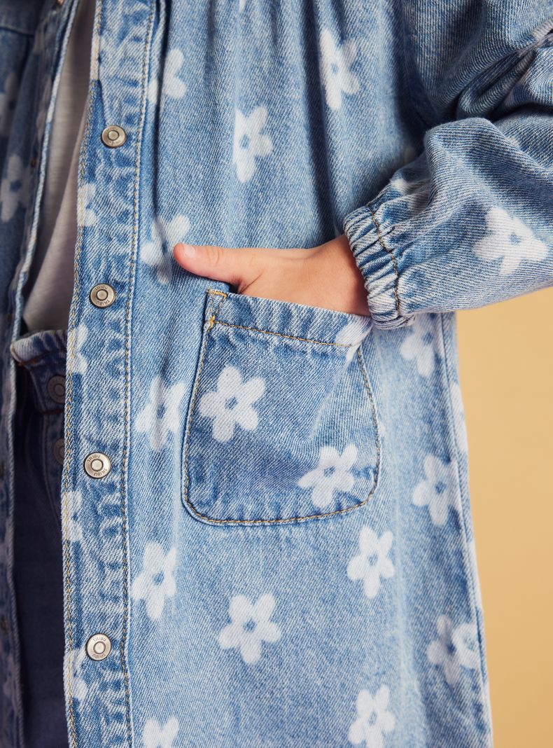 Chaqueta Denim Estampado Flores-3