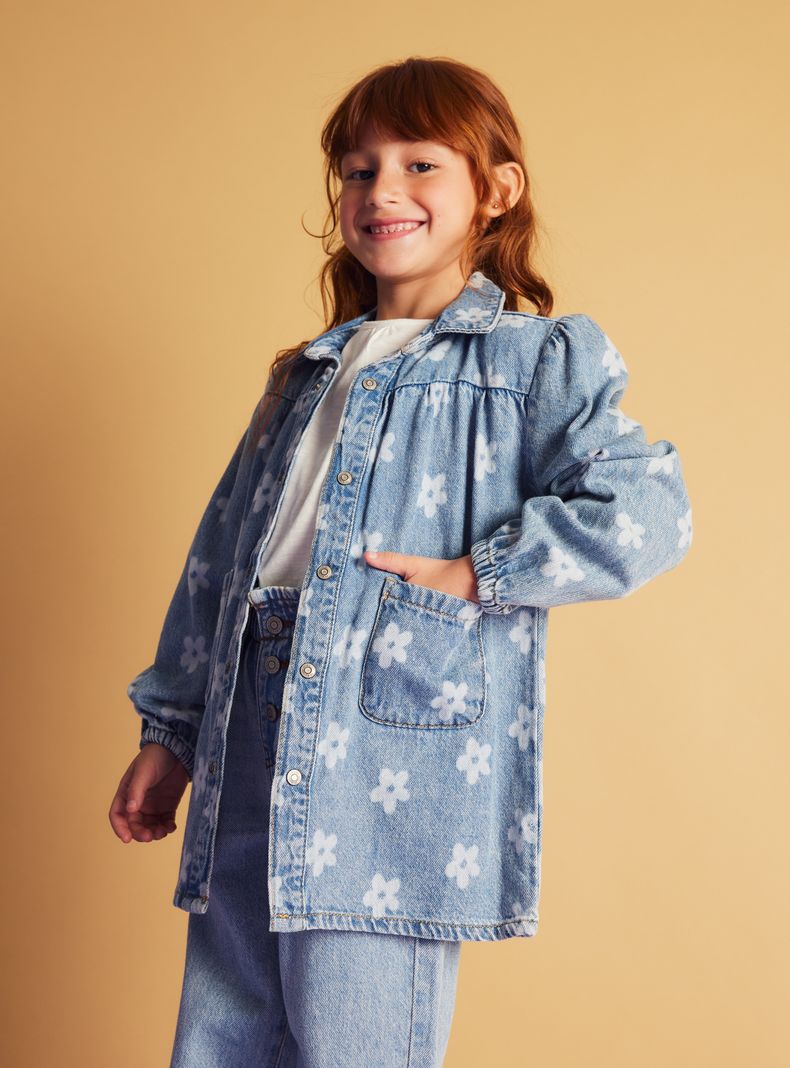 Chaqueta Denim Estampado Flores-4