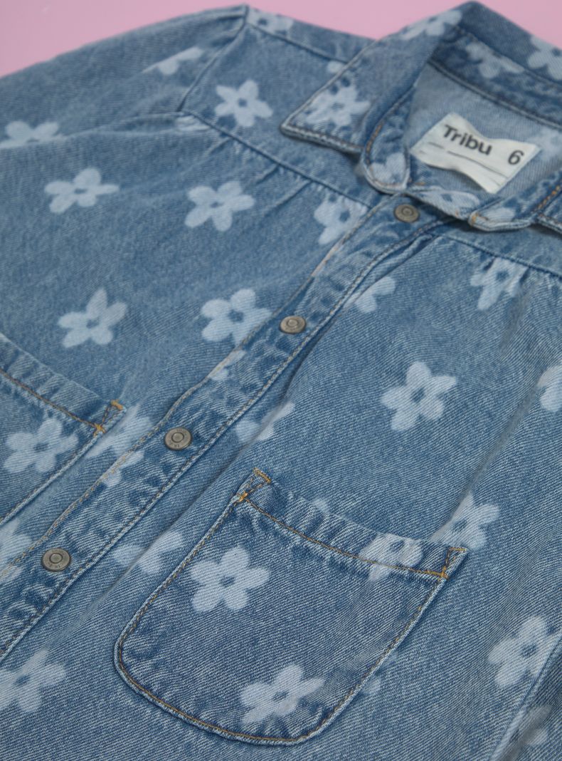 Chaqueta Denim Estampado Flores-2