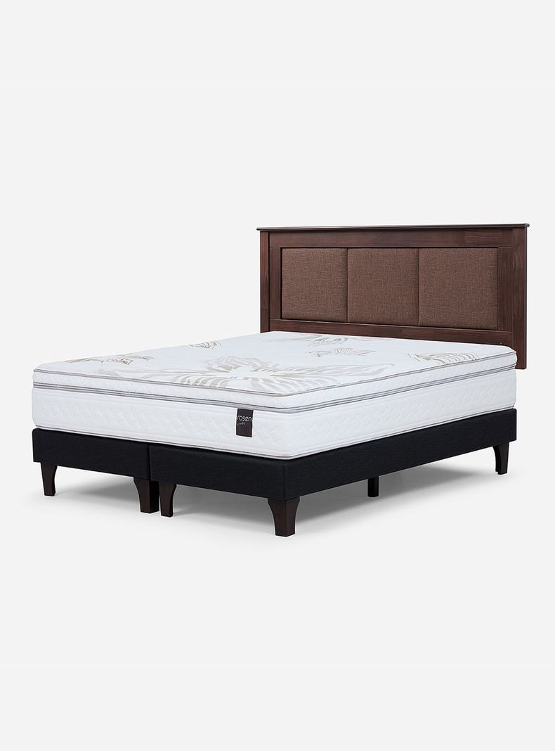 Cama Europea Art 4 King 1.80x2.00 cm Base Dividida + Respaldo Rachel