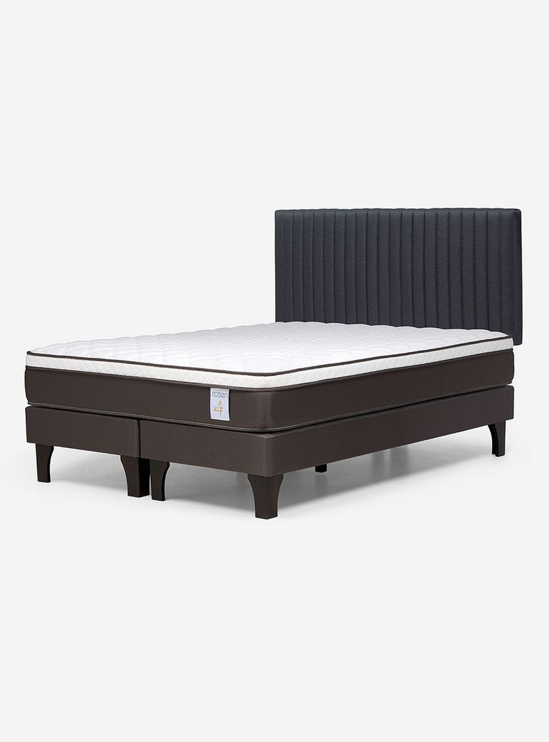 Cama Europea New Style 4 Plus Base Dividida 2 Plazas + Respaldo Lucio grafito