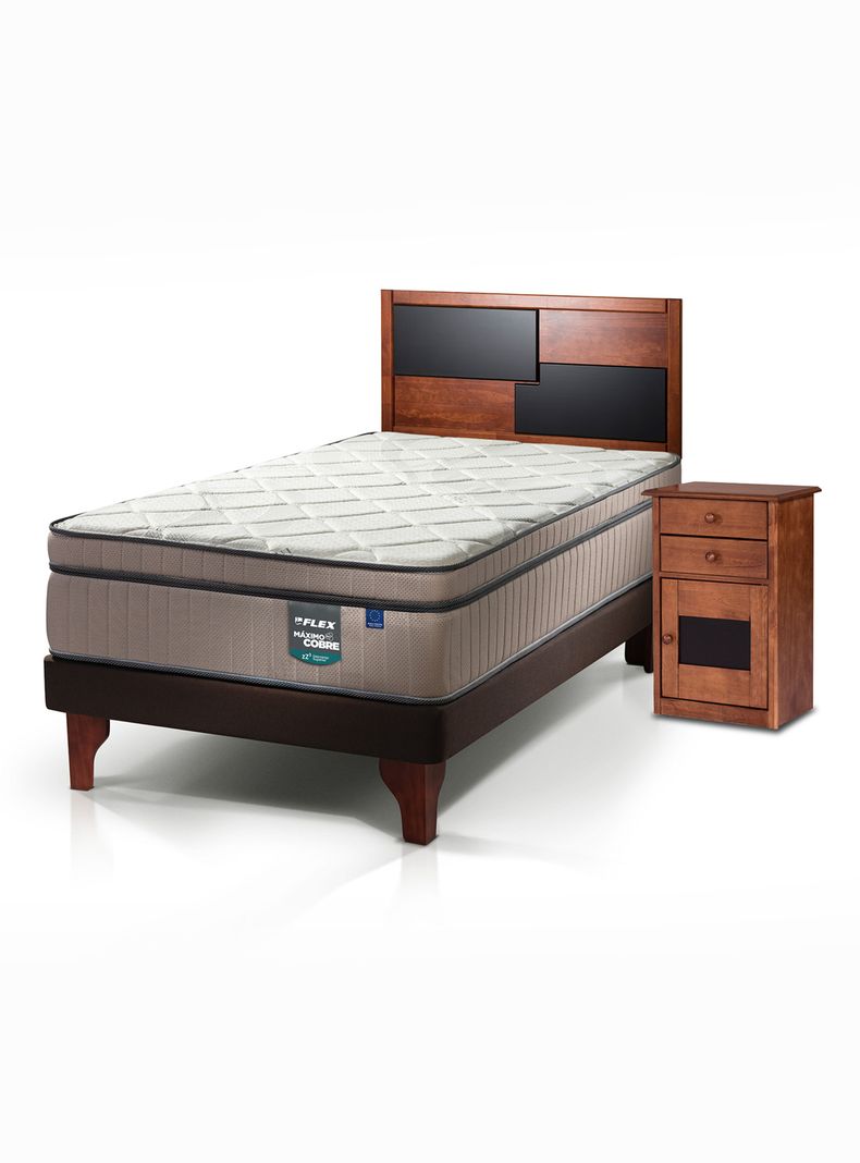 Cama Europea Choc Máximo 1.5 Plazas + Set Muebles Colonia