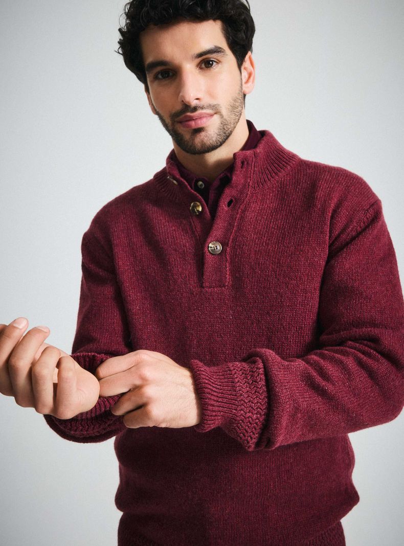Sweater Half Button Grueso Lana-2