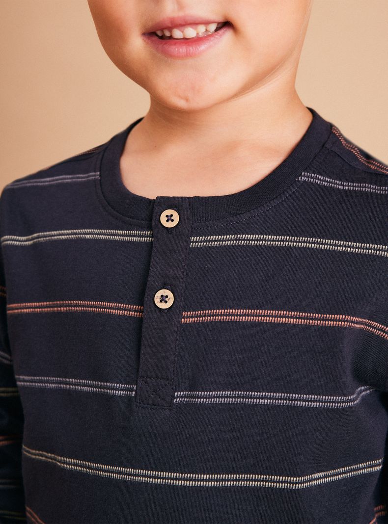 Polera Henley Botones Rayas Dobby-3