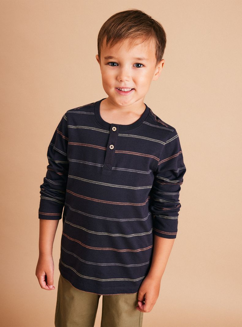 Polera Henley Botones Rayas Dobby-4