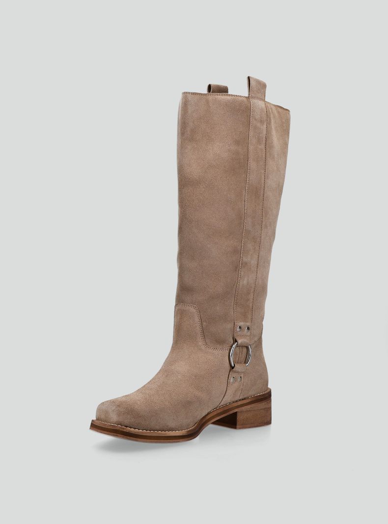 Bota Cuero con Hebilla Biker Mujer-2