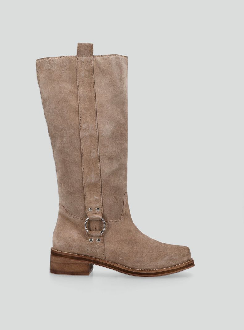 Bota Cuero con Hebilla Biker Mujer-1