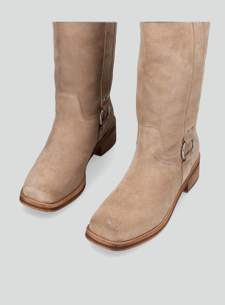 Bota Cuero con Hebilla Biker Mujer-4