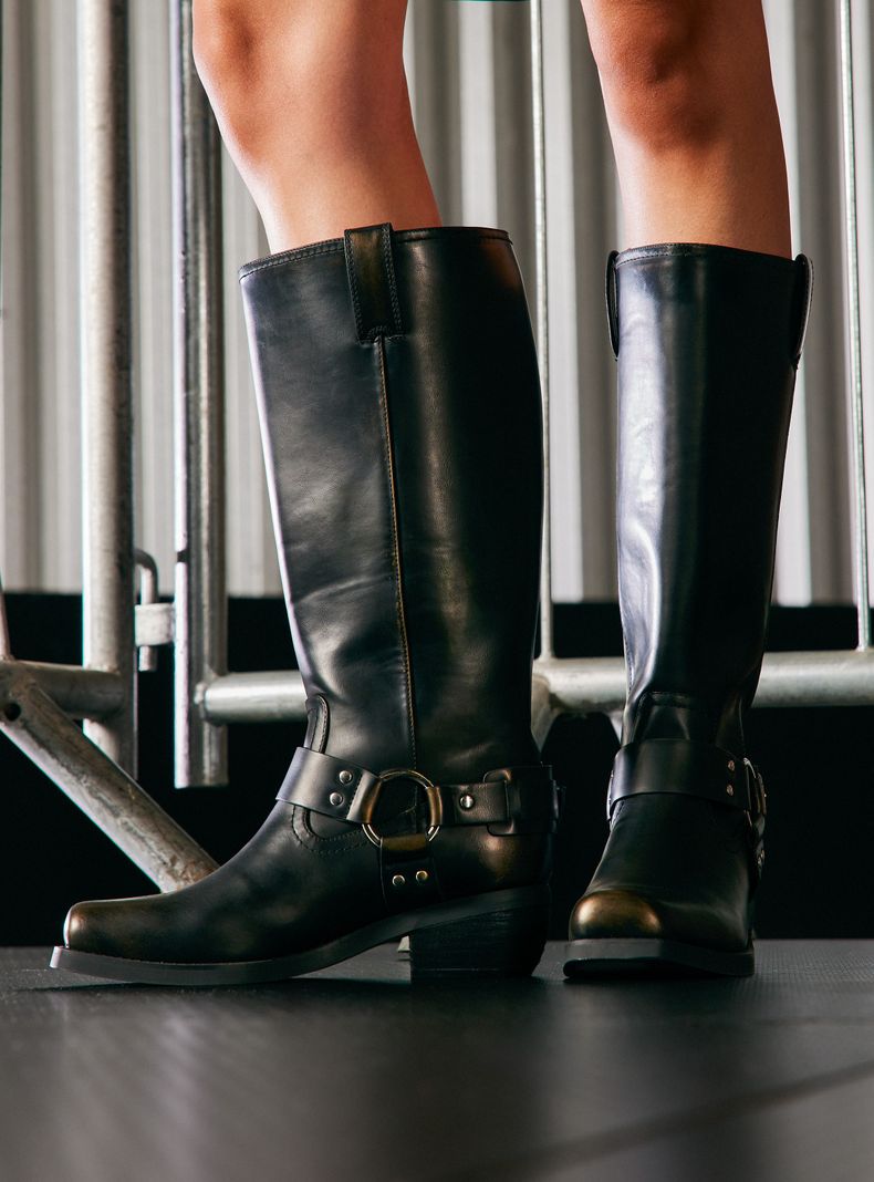 Bota Alta Efecto Cuero Brushed Lollapalooza Mujer-4