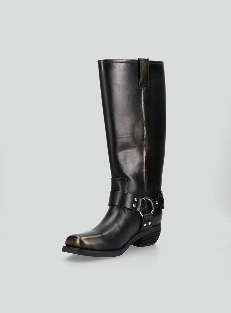 Bota Alta Efecto Cuero Brushed Lollapalooza Mujer-1