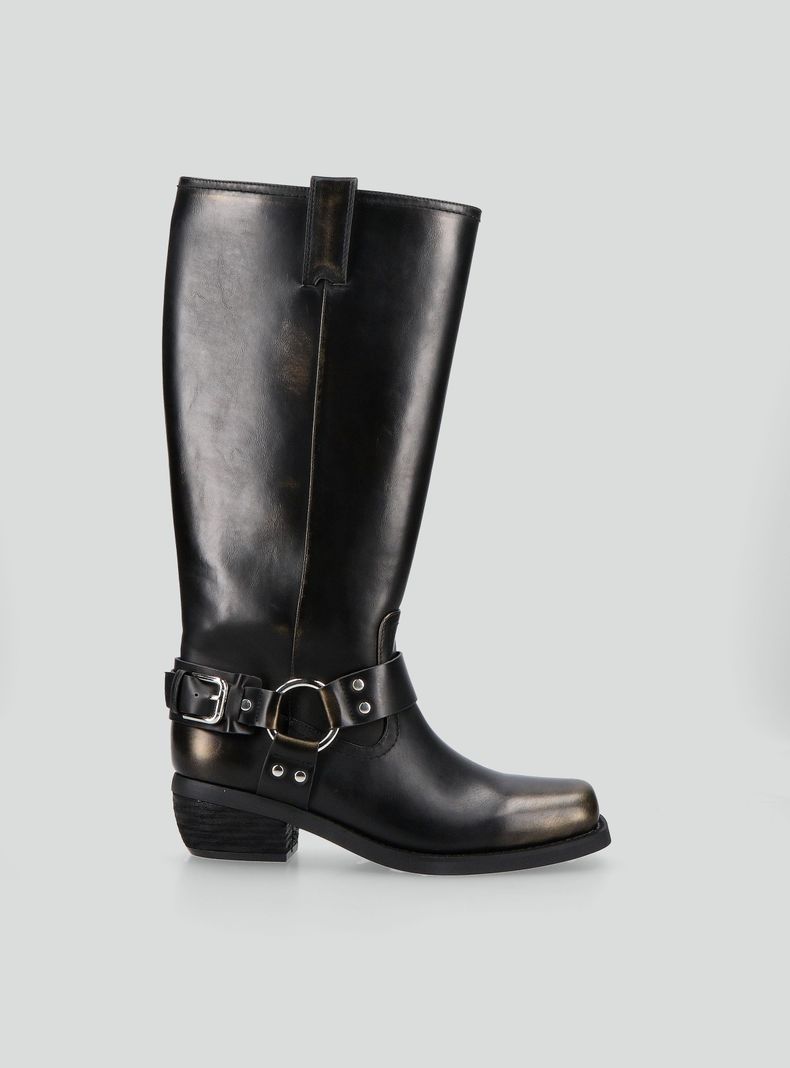 Bota Alta Efecto Cuero Brushed Lollapalooza Mujer-0