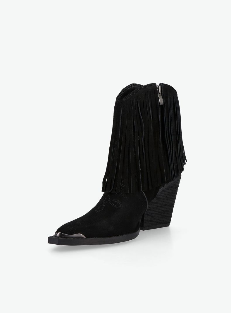 Botín Western Cuero Vaquero con Flecos y Punta Mujer-1
