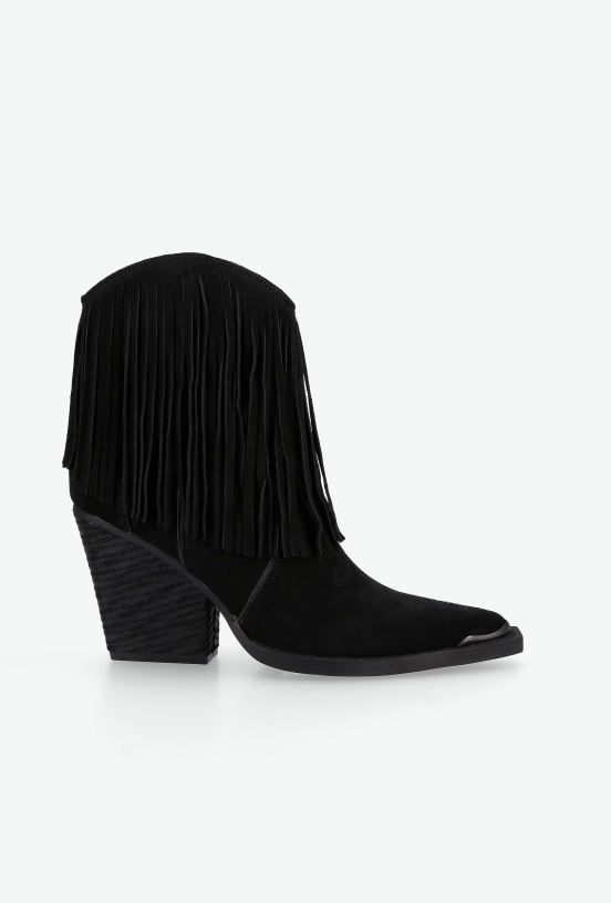 Botín Western Cuero Vaquero con Flecos y Punta Mujer-3