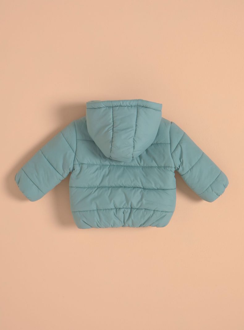 Parka con Capucha de Color Sólido-1
