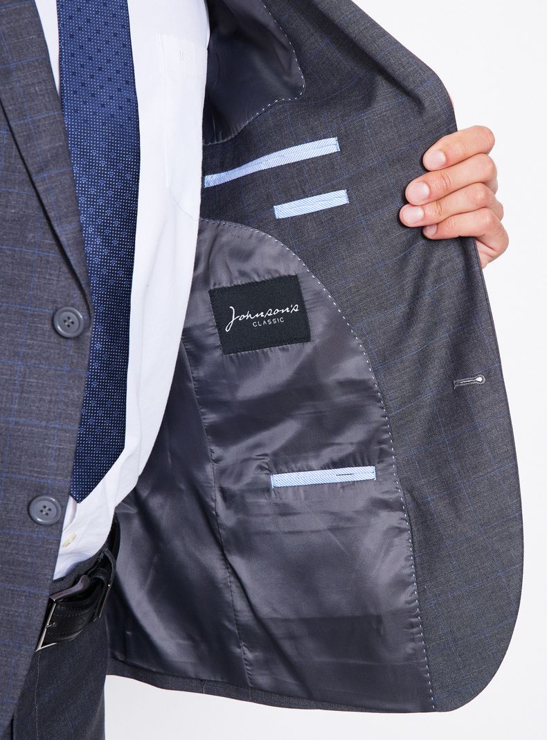 Traje Recto Regular Fit Fantasía Cuadro Ventana-3