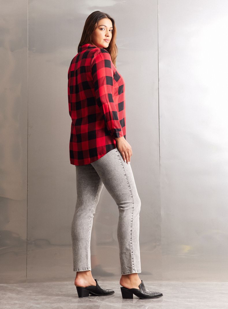 Blusa Cuadrillé con Cuello V-5
