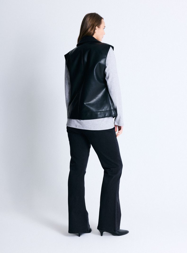 Chaqueta Biker de Cuero Sintético sin Mangas-5