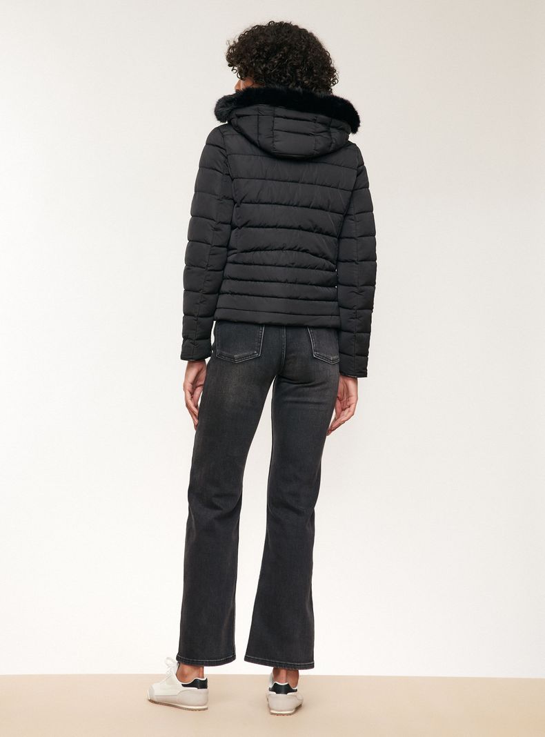 Parka Básica con Gorro Desmontable y Piel-5